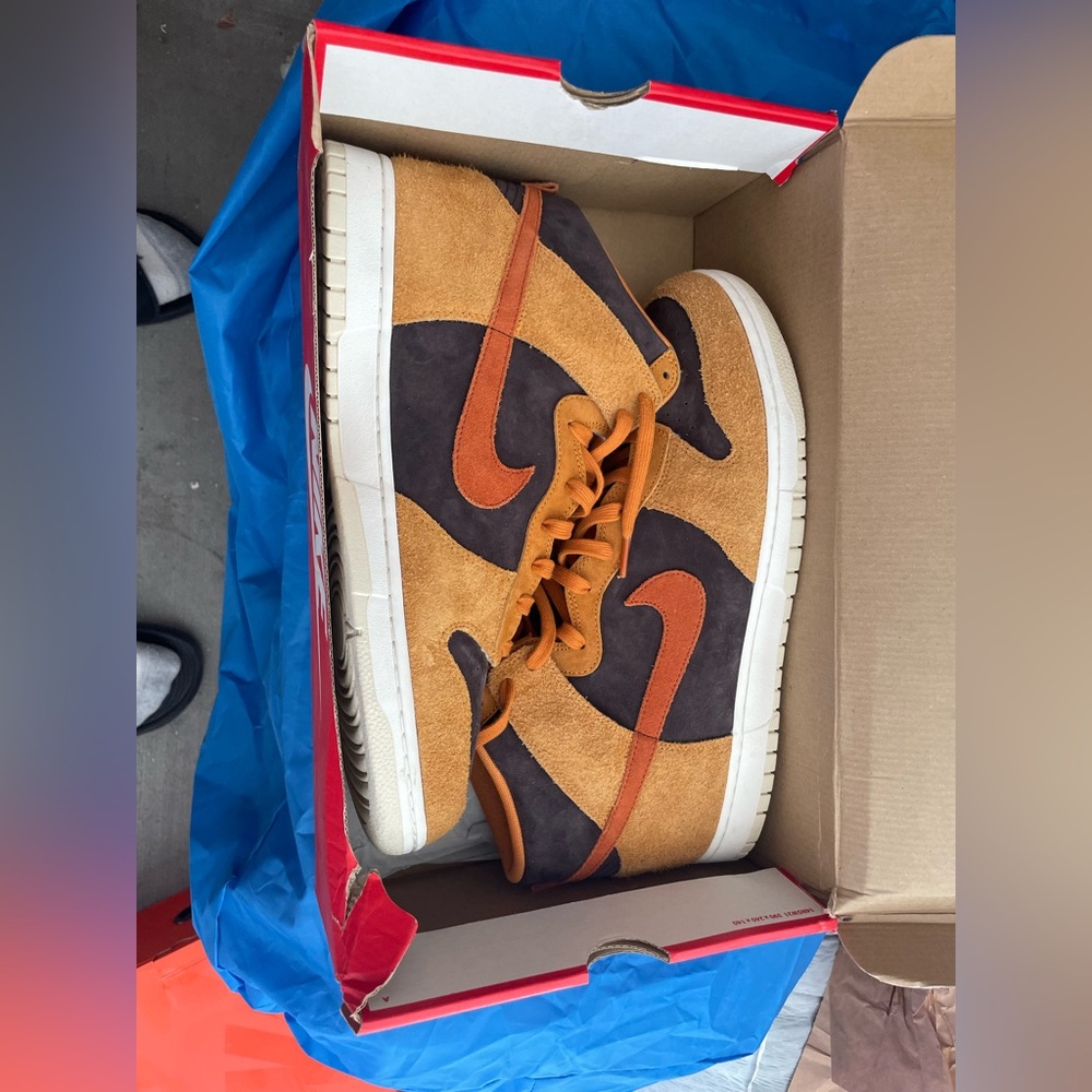 Nike Men's Black and Orange High-Top Sneakers Size 15